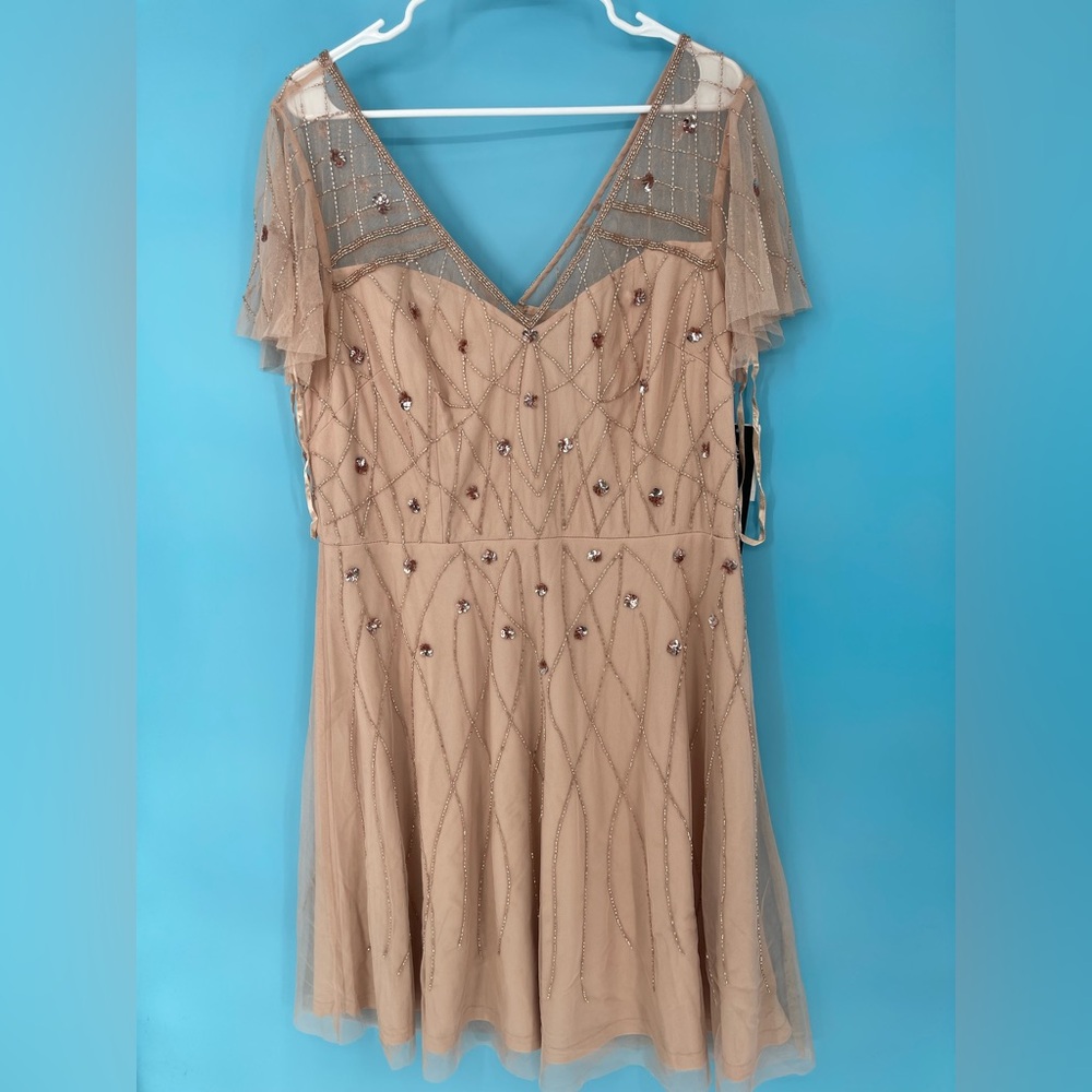 Papell Boutique Taupe Embellished‎ Dress